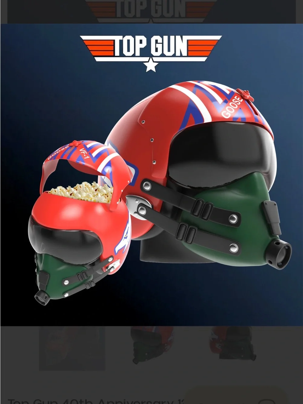Top Gun 40th Anniversary 130oz Goose Helmet Popcorn Bucket